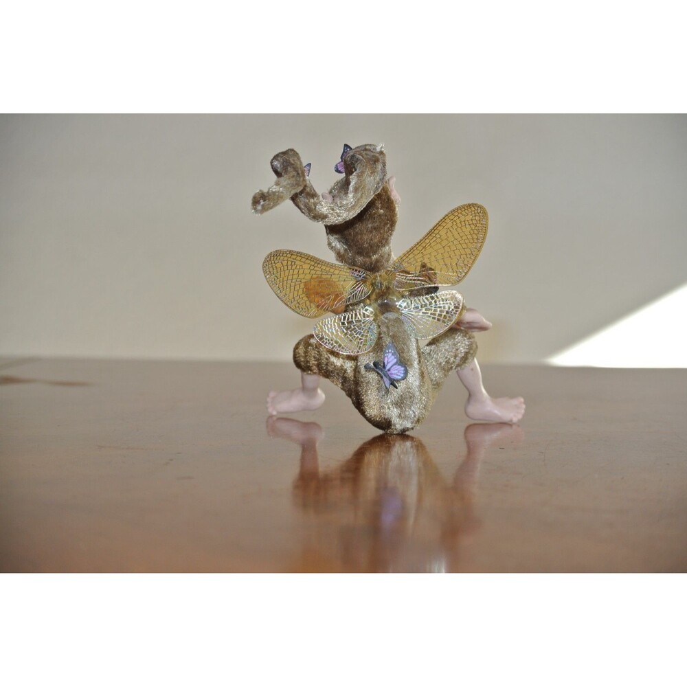 Fairy Figurine Pixie Wood Sprite Butterfly Male Polymer Shelf Sitting Handmade - Picture 5 of 10
